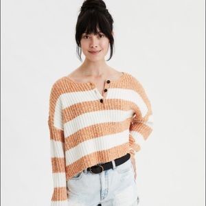 American Eagle Striped Cropped Sweater